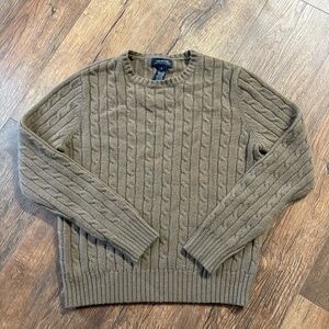 Jones New York Signature lambswool angora blend cable knit sweater taupe
